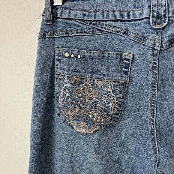 Vtg y2k Jolt low rise jeans embellished pockets *FLAW* bootcut stretch 30" waist - Picture 6 of 8